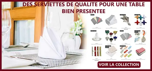 Serviettes de table de différentes tailles et styles, pour une table bien présentée.