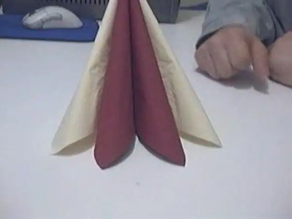 Serviettes pliées en forme de cône, prêtes pour une présentation élégante.